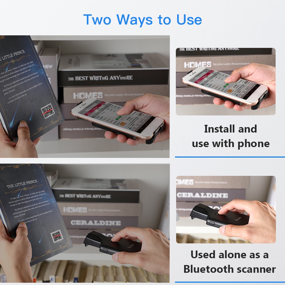 EY-017 2D Mini Barcode Scanner USB Wired/Bluetooth1D 2D QR PDF417 Data Matrix Code Maxicode Scanning Android, iOS System