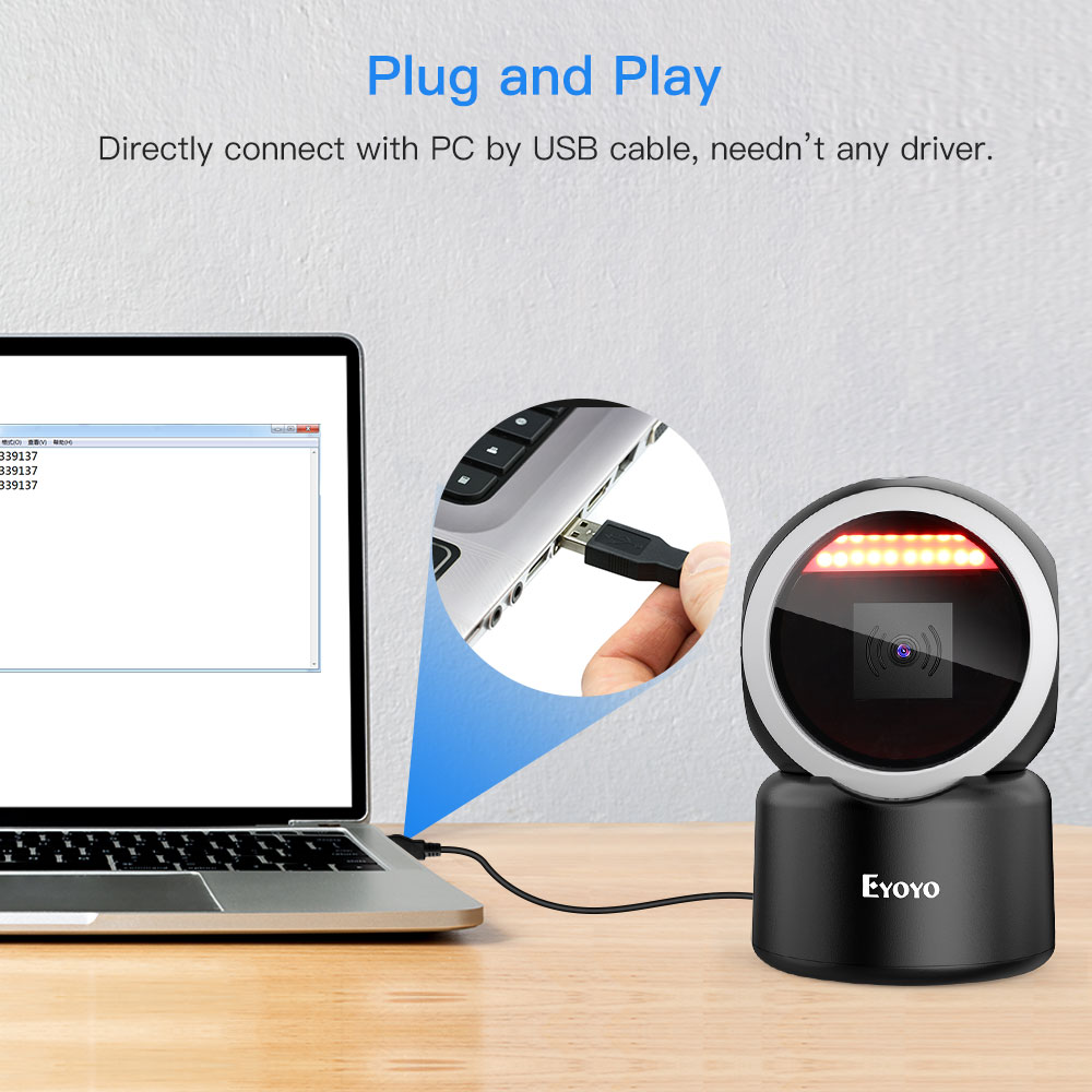 EY-3300 2D Desktop Barcode Scanner 1D QR Barcode Reader Code11 Automatic Sensing MicroPDF417 Data Matrix Platform Scanner