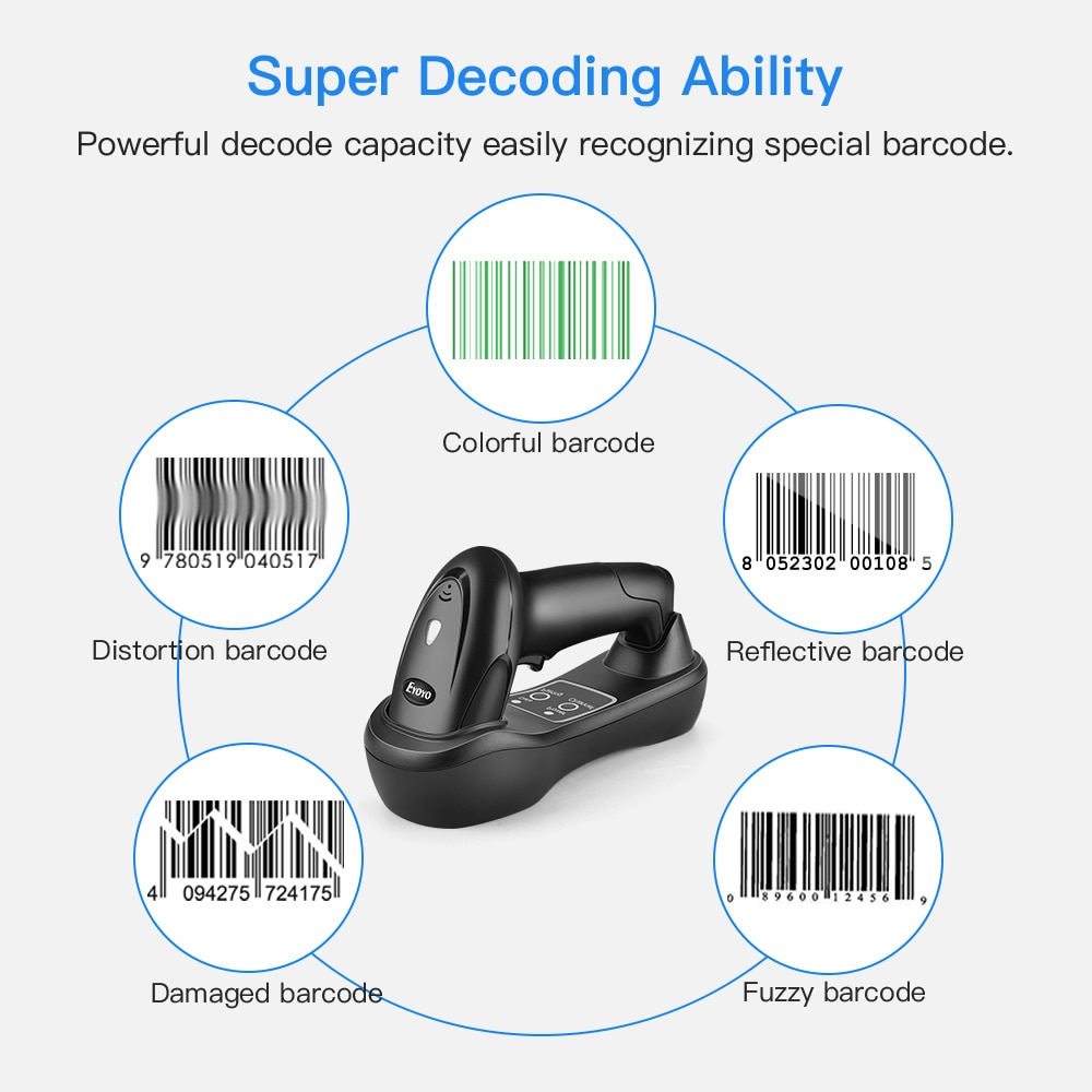 EY-6900D 1D Handheld Wireless Barcode Scanner Reader USB Cradle Receiver Charging Base Bar Code Scan Portable Scanning