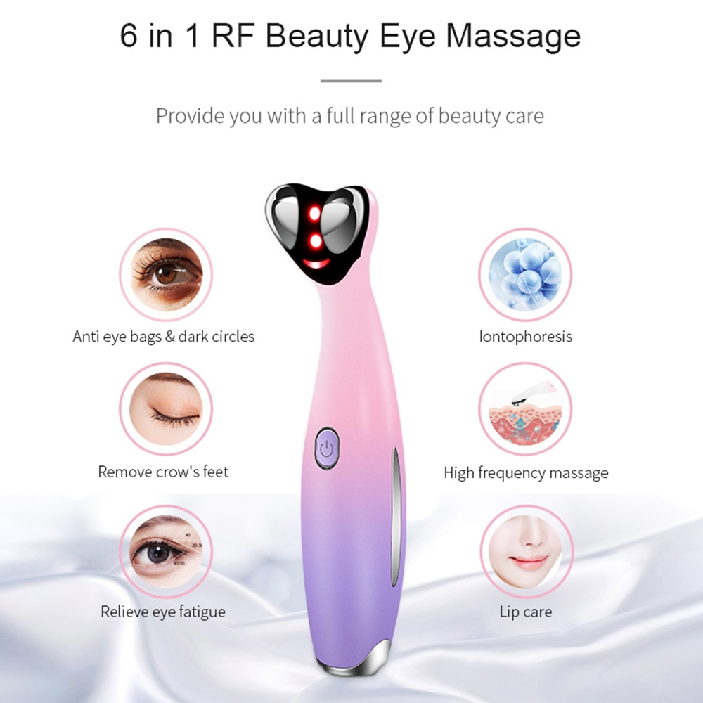 6 In 1 RF Eye Beauty Electric Eye Massager Dark Circle Facial Vibration Thin Face Radiofrequency Eye Beauty Anti Eye Bag Wrinkle