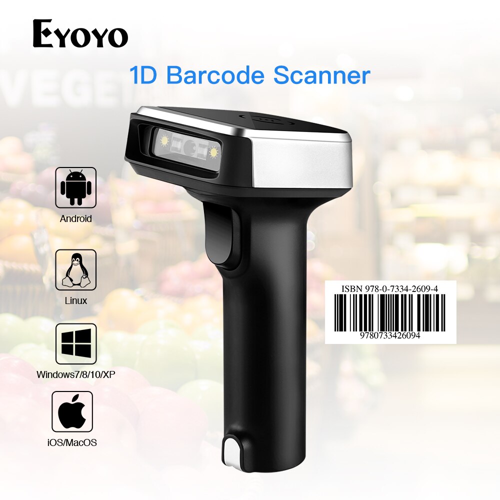 Eyoyo-1900 Wireless Barcode Scanner 1D 2.4G Portable Handheld CCD Reader For POS iPad iOS Android Tablets Or Computers PC