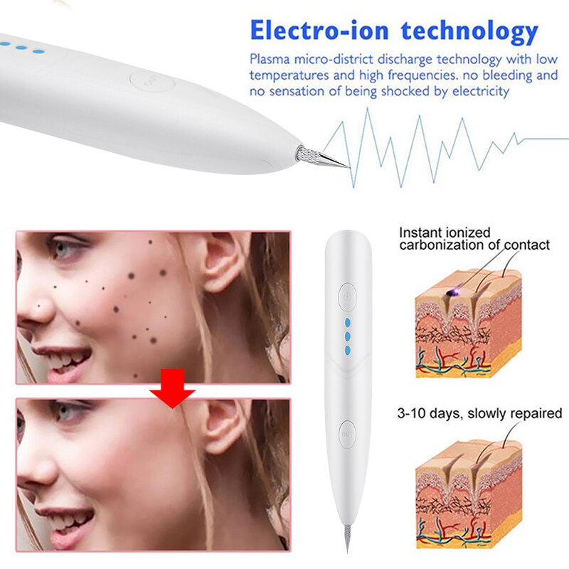 9 Level Laser Plasma Pen Mole Tattoo Removal Dark Spot Remover Machine Facial Freckle Tag Wart Removal LCD Face Skin Beauty Care