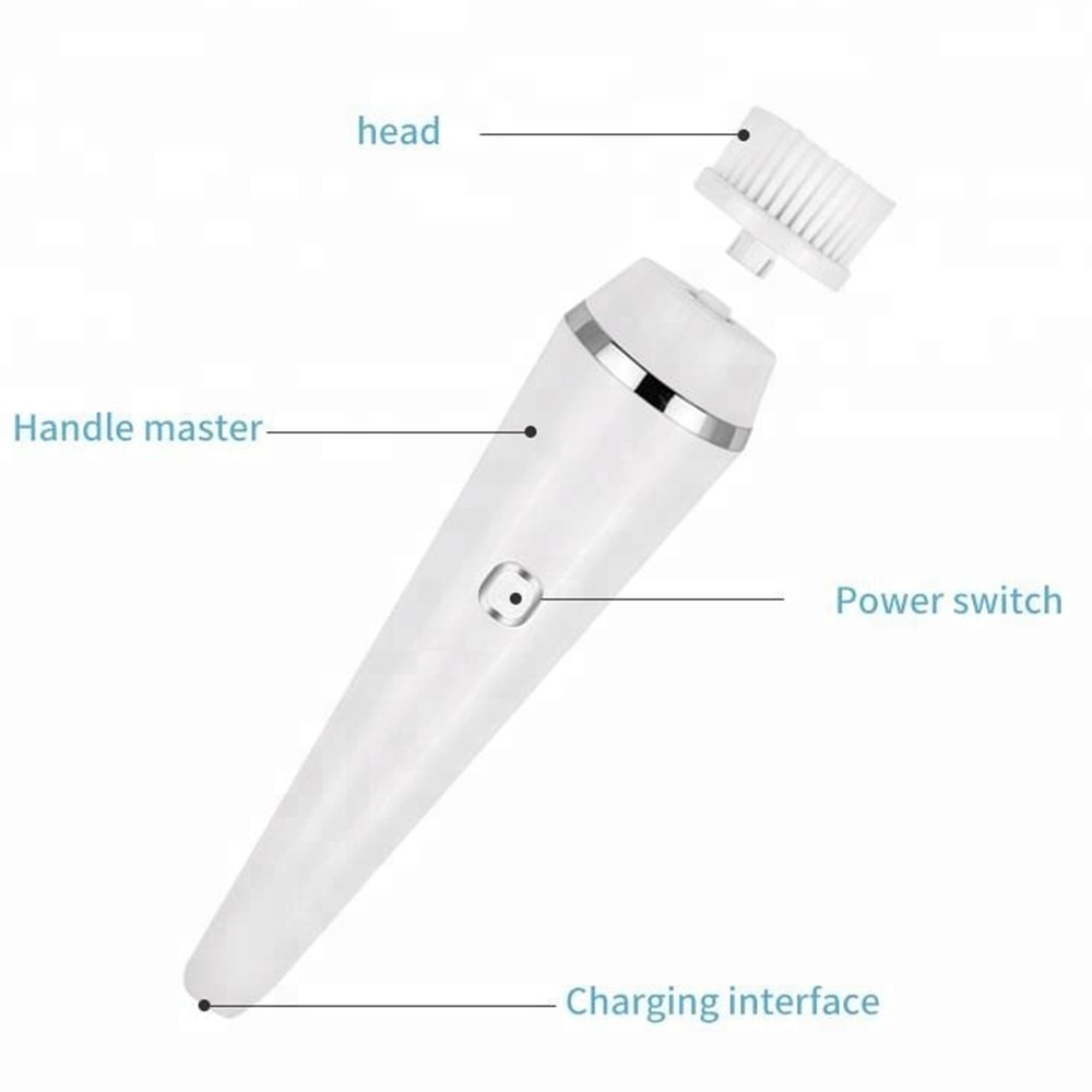 Facial Cleansing Brush Rechargeable Electric Spin Face Brush Waterproof Face Scrubber Massager with 4 Brush Heads Facial Cleaner