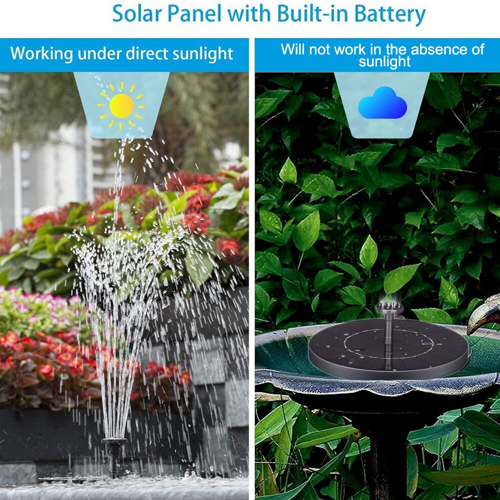 Floating Solar Fountain Garden Waterfall Fountain Pool Pond Bird Bath Solar Panel Powered Fountain Water Pump Garden Decoration