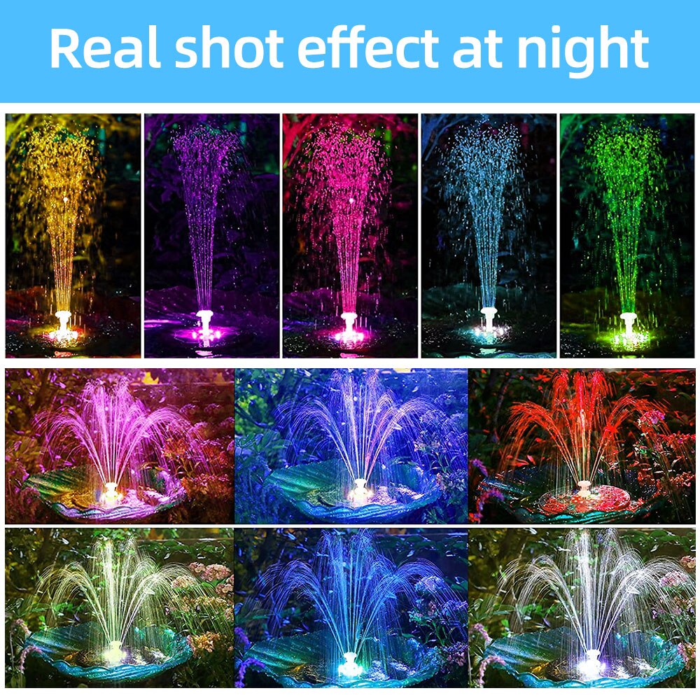 Floating Solar Water Fountain Lights Garden Waterfall Fountain Pond Bird Bath Solar Panel Powered Water Pump Garden Decoration