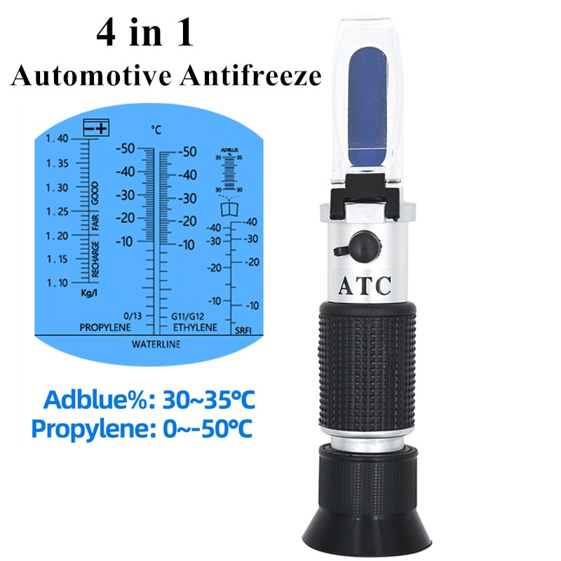Handheld Optical 4 in 1 Car Adblue Urea Concentration Refractometer Battery Fluid Ethylene Propylene Glycol Testing with ATC 30%