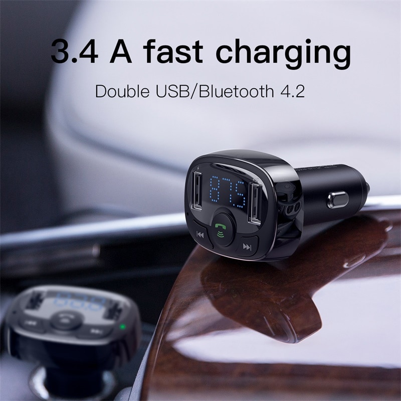 FM Transmitter Bluetooth-compatible Handsfree Car Kit for Mobile Phone MP3 Player With 3.4A Dual USB Car Phone Charger