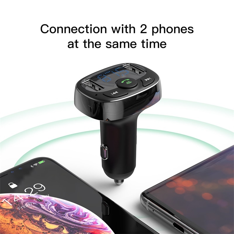 FM Transmitter Bluetooth-compatible Handsfree Car Kit for Mobile Phone MP3 Player With 3.4A Dual USB Car Phone Charger