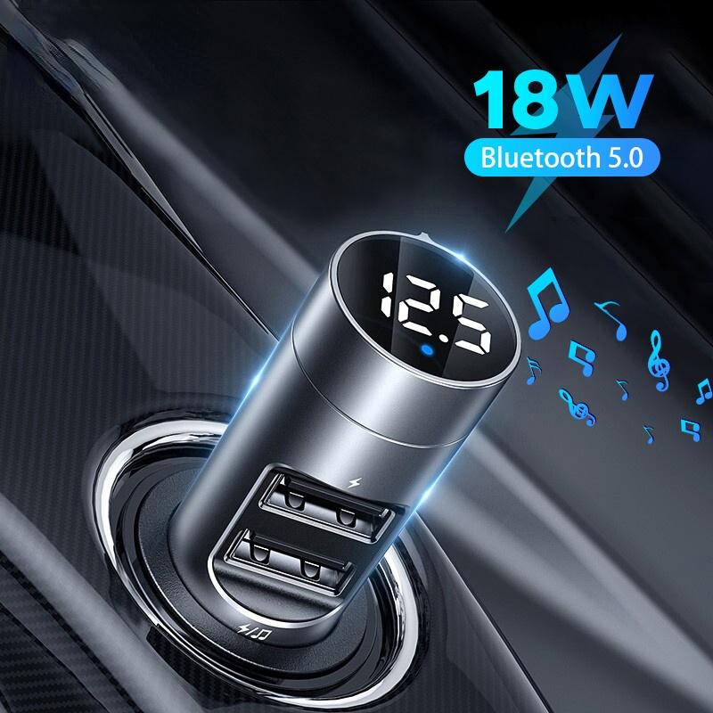 FM Transmitter Power Adapter Bluetooth-compatible Car Receiver 18W Radio Kit MP3 Player Handsfree Wireless FM Modulator