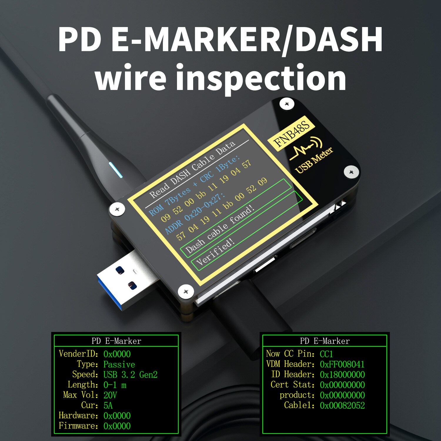 FNB48S C1 PD trigger Voltmeter ammeter Current and Voltmeter USB tester QC4 + PD3.0 2.0 PPS fast charging protocol capacity test