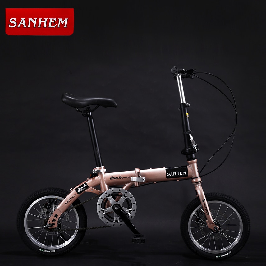 Foldable Ultra-lightweight Kids Bike 14-inch Children Variable Speed Dual Brake Folding Bicycle For Student