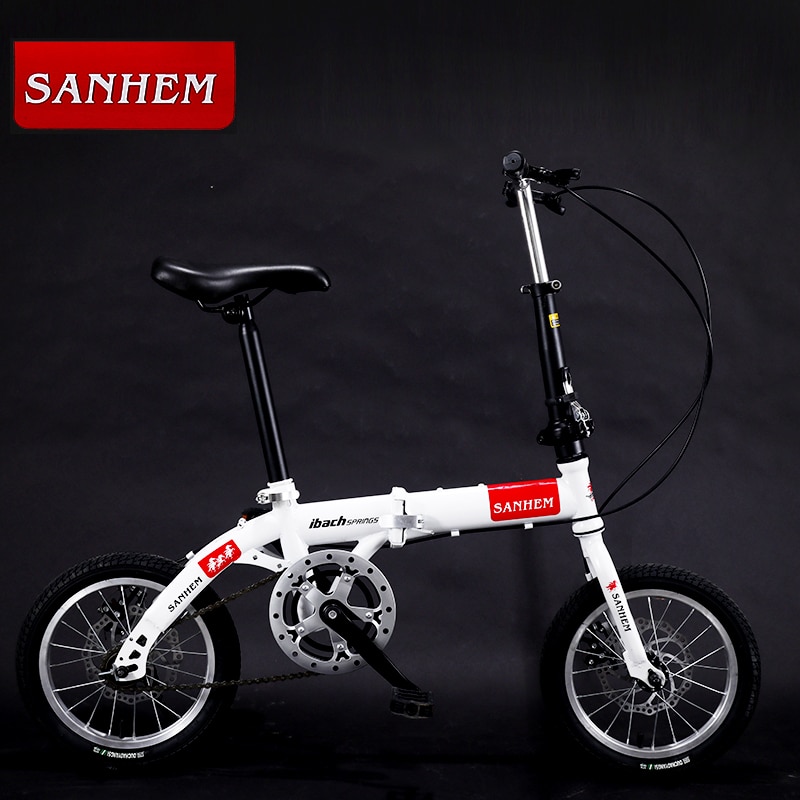 Foldable Ultra-lightweight Kids Bike 14-inch Children Variable Speed Dual Brake Folding Bicycle For Student