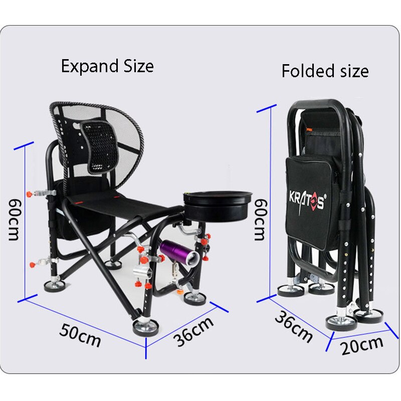 Portable folding big fishing chair Outdoor all-terrain fishing chair Camping leisure fishing gear thickened seat