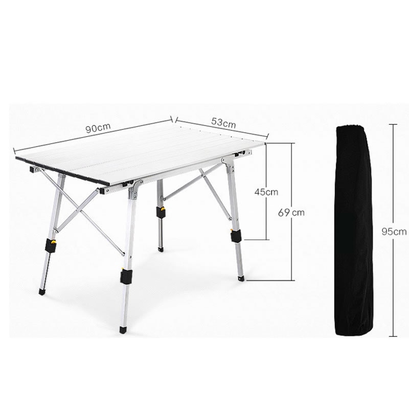 Folding Table Aluminium-Alloy Outdoor Camping for 90--53cm Waterproof