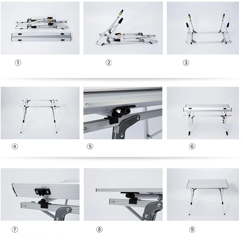 Folding Table Aluminium-Alloy Outdoor Camping for 90--53cm Waterproof