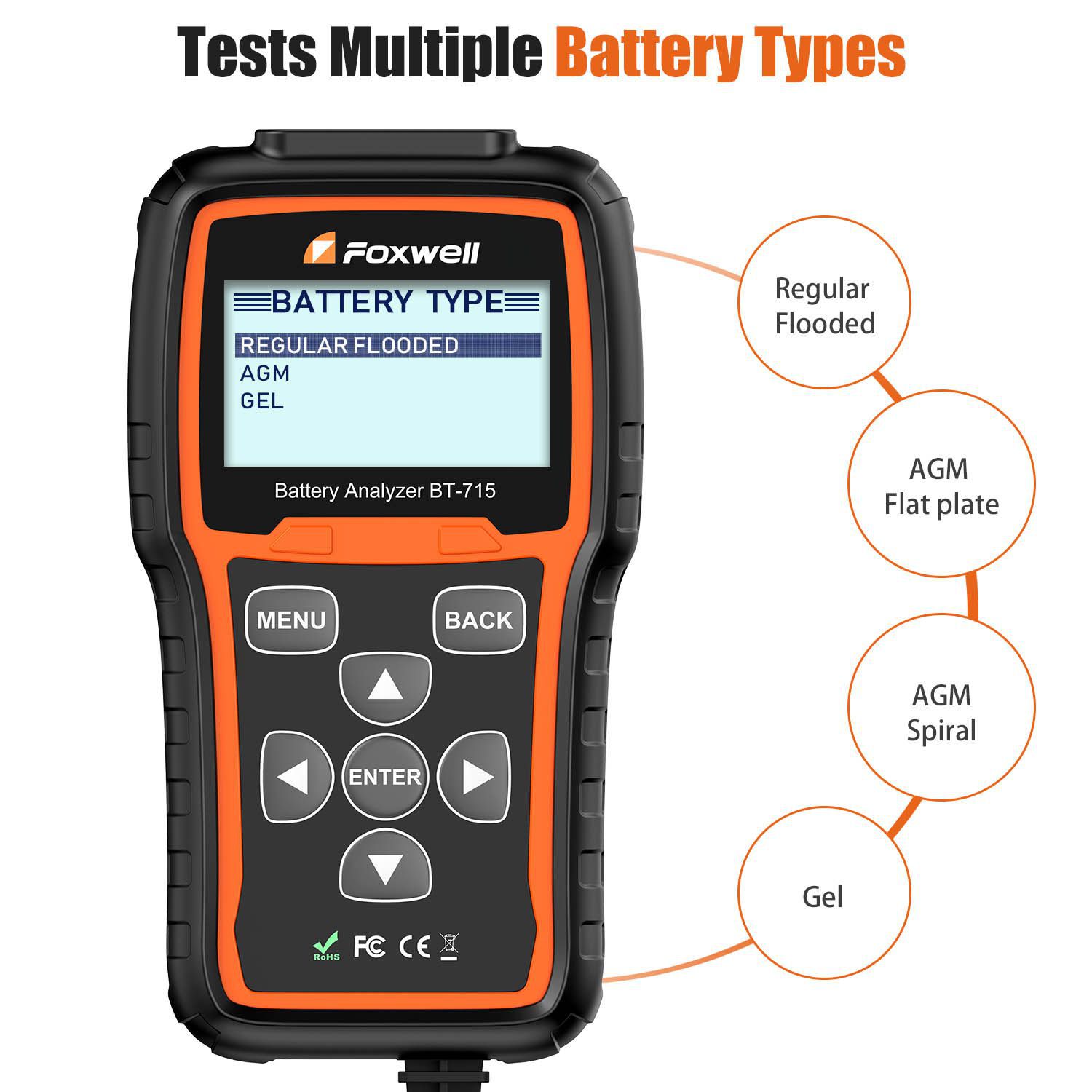 Foxwell BT-715 Battery Analyzer Support Multi-Language Replaced Foxwell BT-705