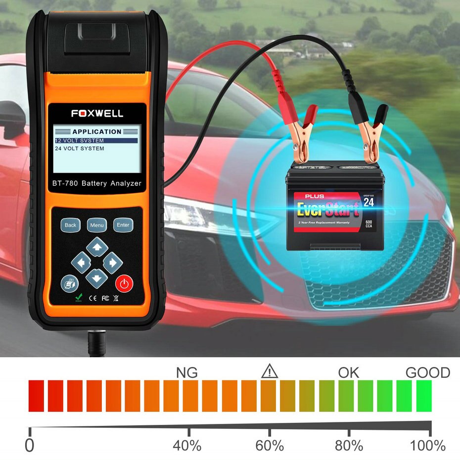 Latest Foxwell BT780 Battery Analyzer BT-780  Battery Tester with Built-in Thermal Printer