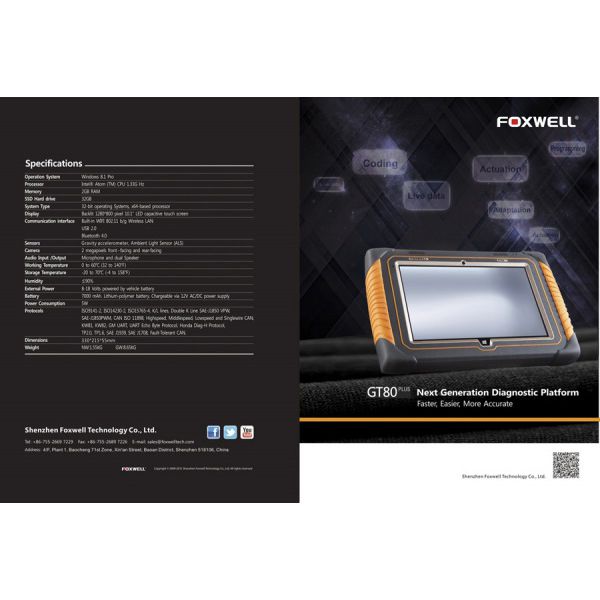 Foxwell GT80 PLUS Next Generation Diagnostic Platform English Version 1.5Years Free Online Update