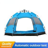 Fully Automatic Hexagonal Tent 3-5 Person Camping Windbreak Dual Layer Waterproof Tent Foldable Sturdy Portable OutdoorEquipment