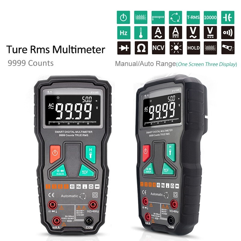 FY19S 9999 Counts Digital Multimeter High Precision Digital Multimetro NCV Smart Auto Ranging AC/DC Multi Tester