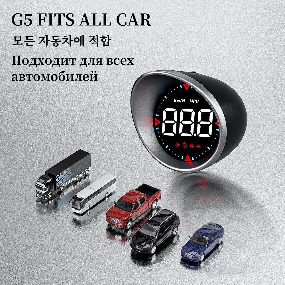 G5 GPS HUD Smart Digital Speed Mileage Meter Overspeed Auto Alarm Head Up Display For All Car Universal Compass Projector