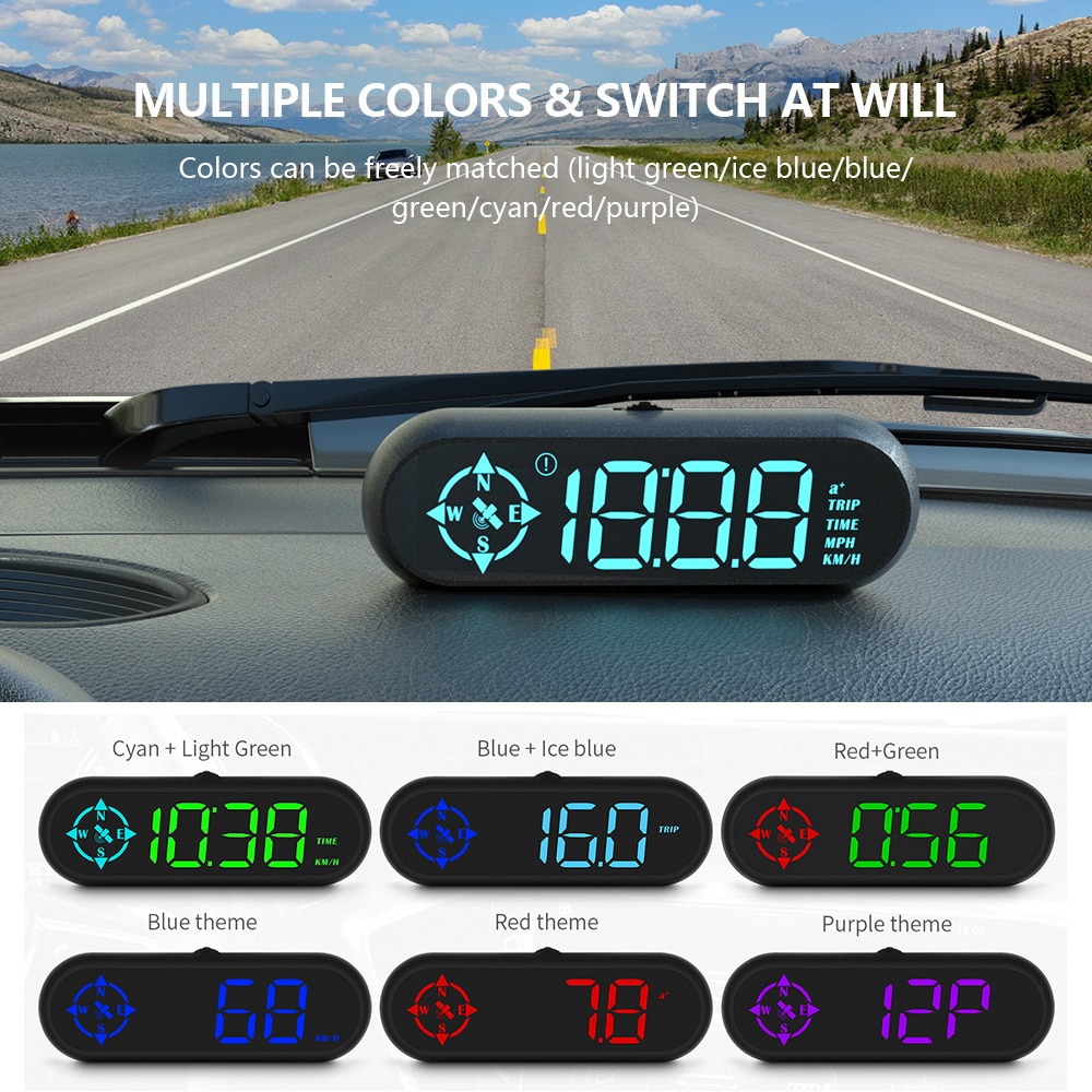 G9 GPS Speedometer LED Auto HUD Head-Up Display On-board Computer Car Speed Alarm Projector for All Car