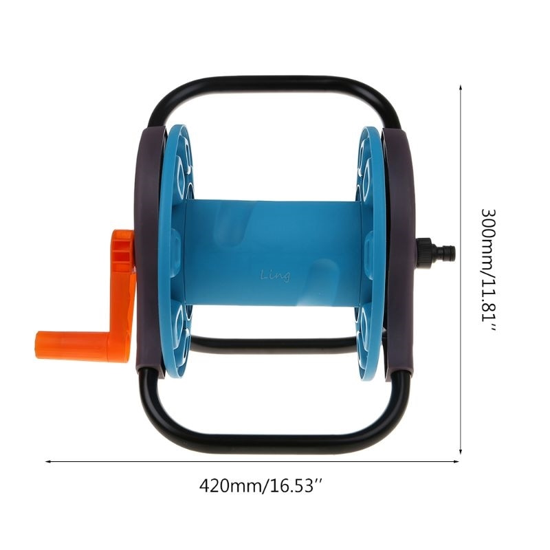 Portable Garden 25M Water Hose Reel Cart Storage Rack Holder Winding Waterpipe Bracket Shaking Tools