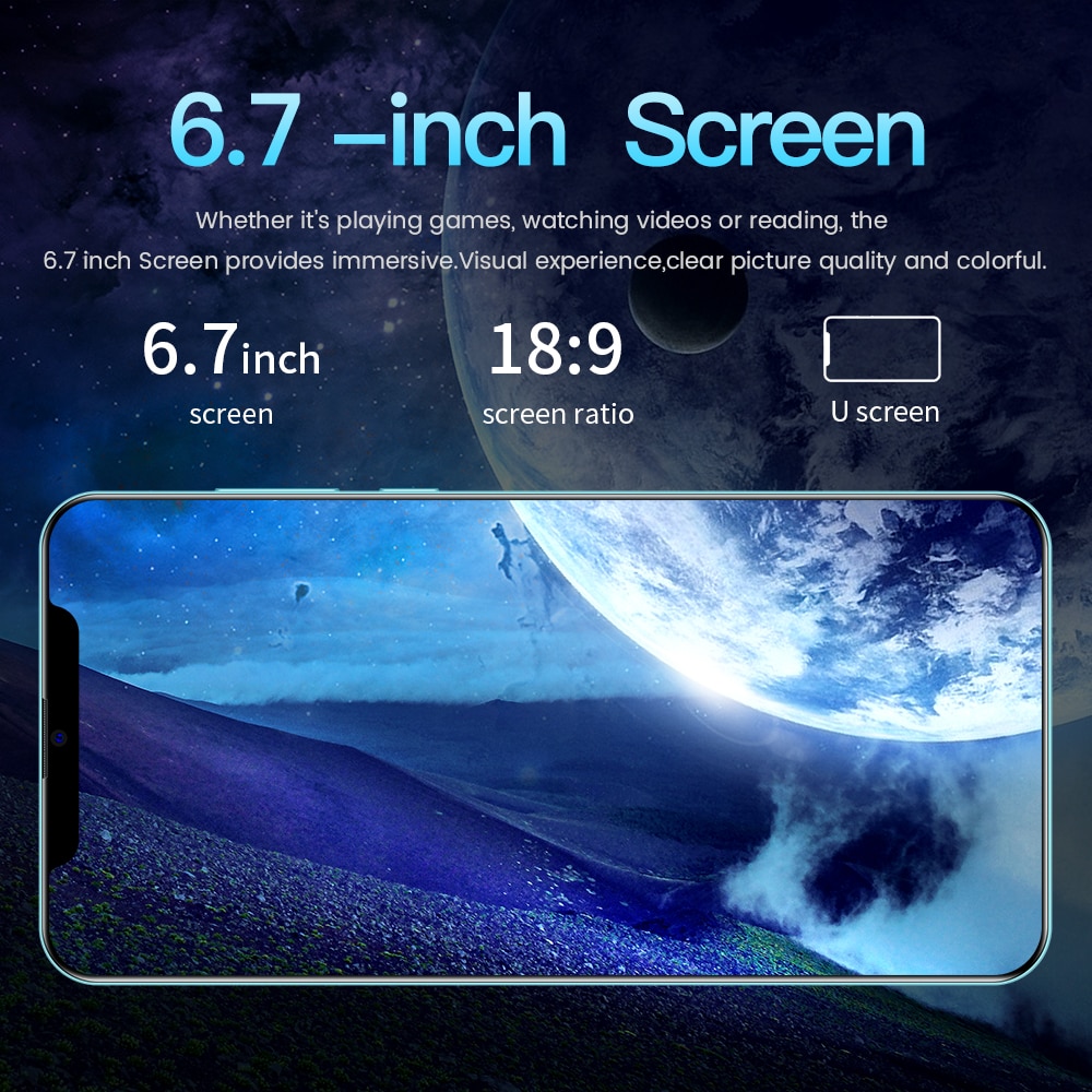 Global Version i12 Pro Max 1GB RAM 8GB ROM Smartphone 6.7inchU Screen Android 8.1 5800mAh Unlocked Cellphone Mobilephone Celular