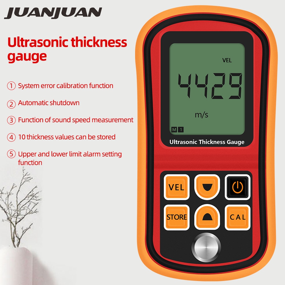 GM100 Digital LCD display Ultrasonic Thickness Gauge Metal glass ceramics1.2-225mm Sound Velocity Meter 0.1mm Resolution