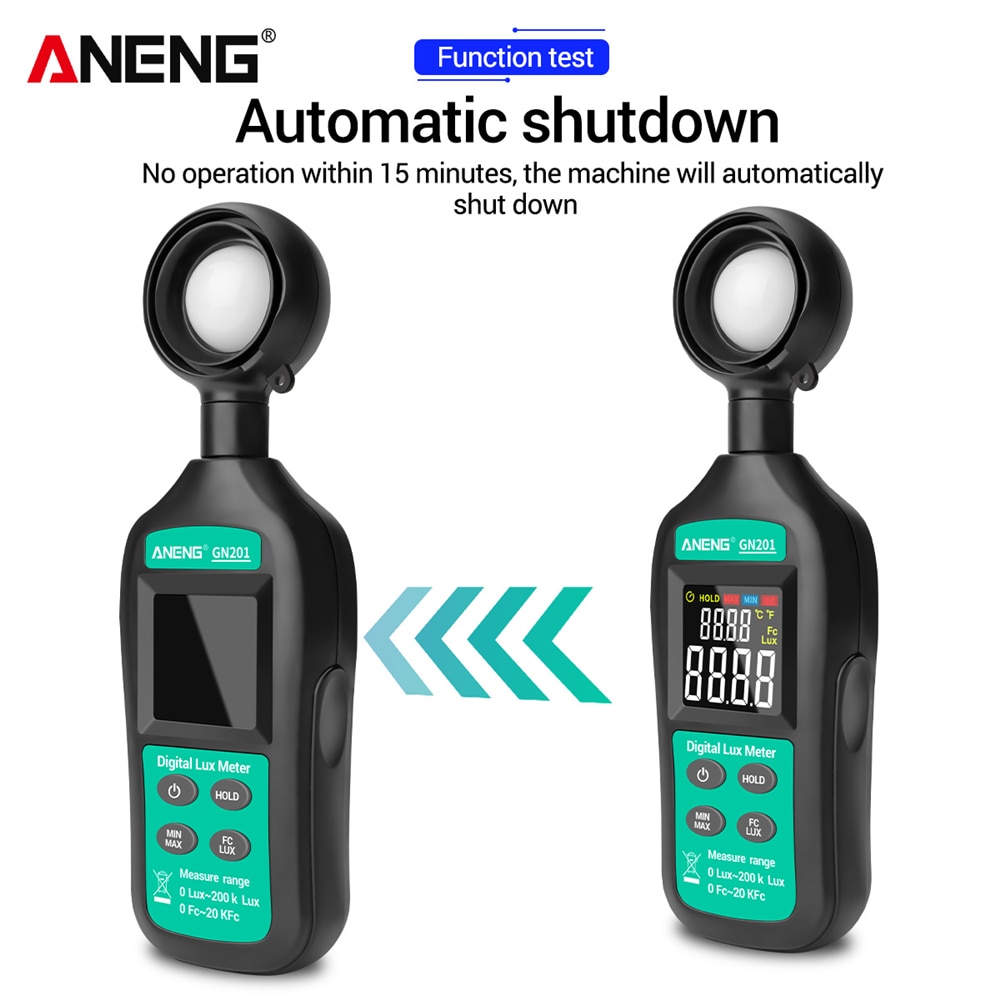 ANENG GN201 Luxmeter Digital Light Meter 200K Lux Meter Photometer UV Meter UV Radiometer Handheld Illuminometer Photometer