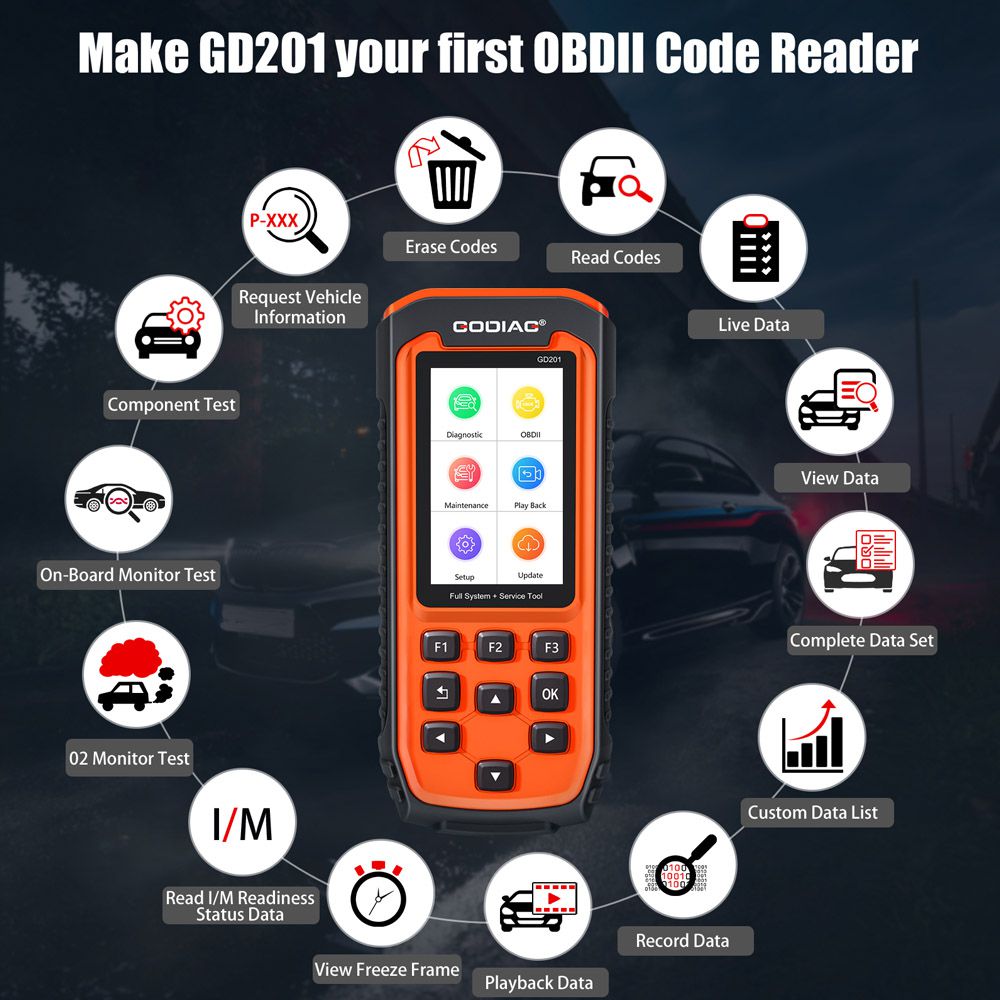 GODIAG GD201 Professional OBDII All-makes Full System Diagnostic Tool with 29 Service Reset Functions  OBD Auto Scan Diagnostic Tool