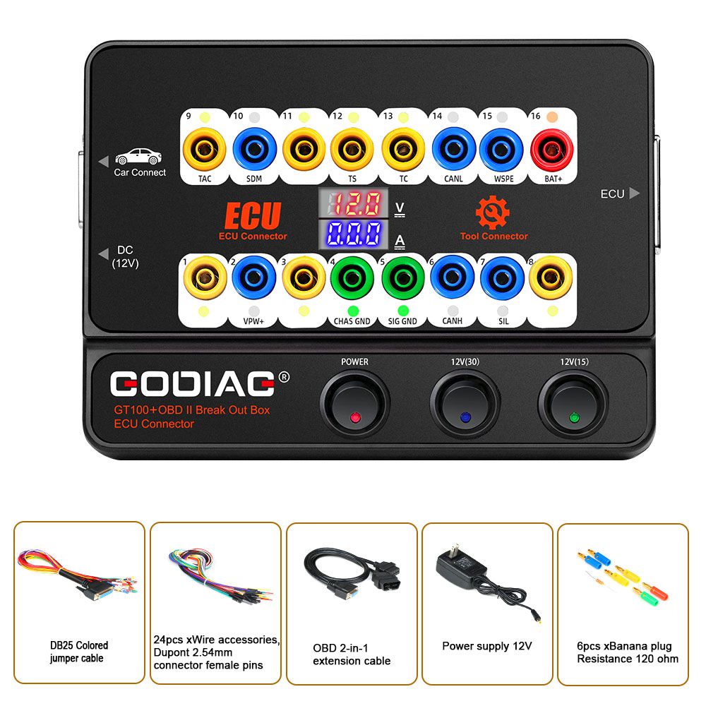 GODIAG GT100+ GT100 Pro New Generation OBDII Breakout Box with Electronic Current Display