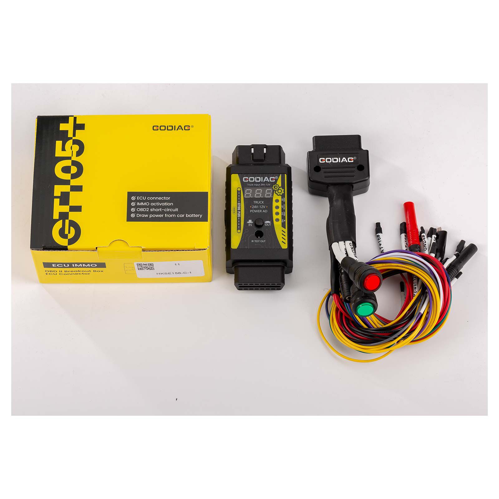 GODIAG ECU IMMO Prog AD GT105 II Break Out Box ECU Connector + Full Protocol OBD2 Universal Jumper Breakout Tricore Cable