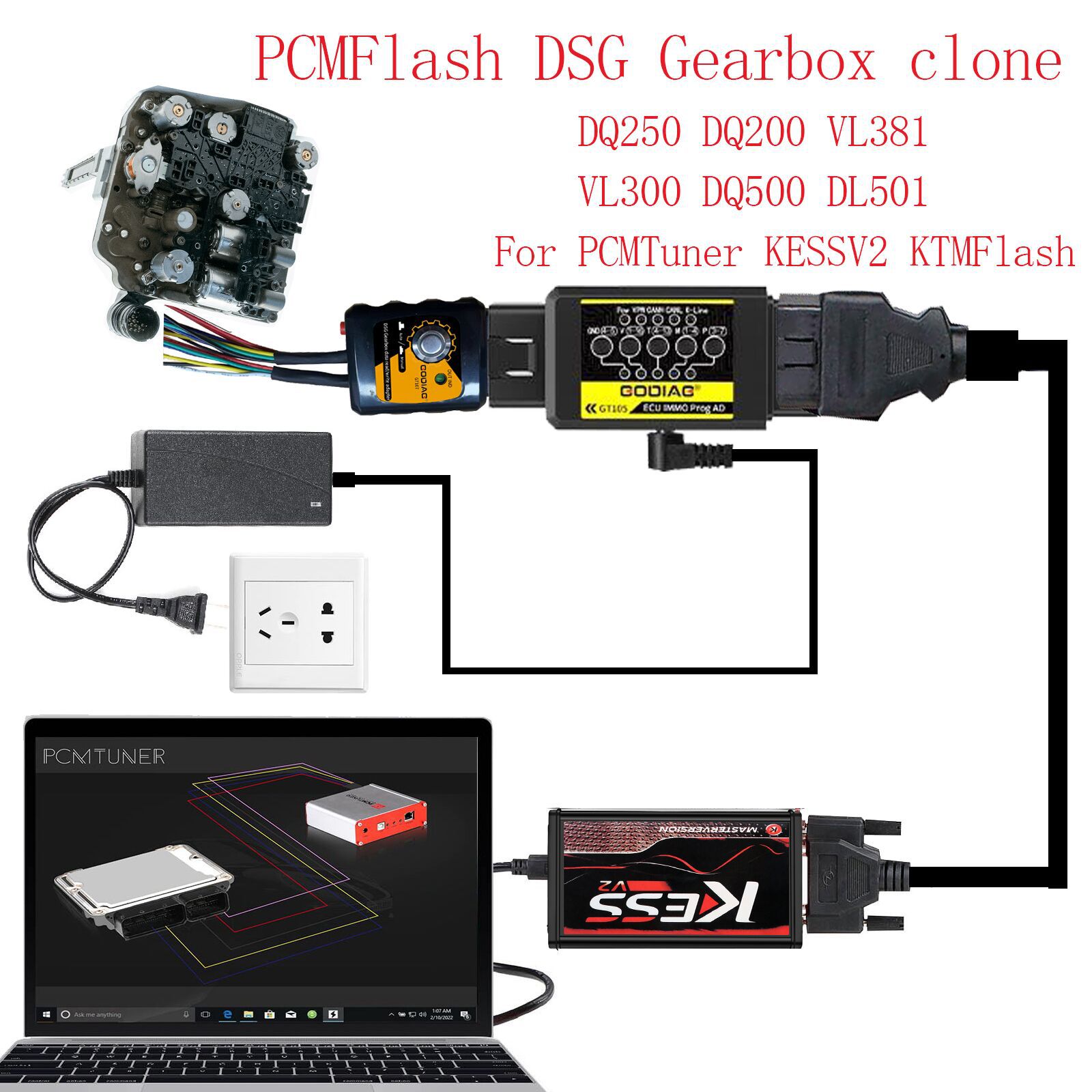 2022 Newest GODIAG ECU IMMO Kit GT105 ECU IMMO Prog AD Plus GT107 DSG Gearbox Data Read/Write Adapter for PCMTuner Kess V2 PCMFlash KTMBench