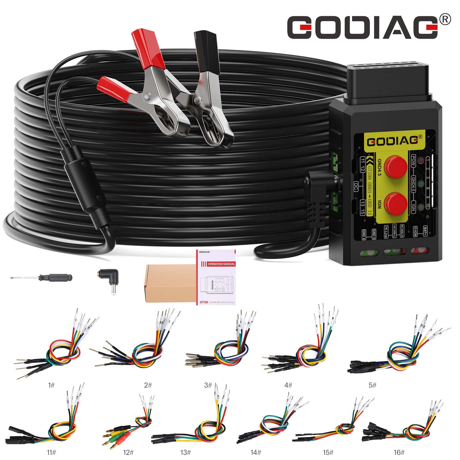 GODIAG GT108 B Configuration Super OBDI-OBDII Universal Conversion Adapter For Trucks, Tractors, Mining Vehicles, Generators, Boats