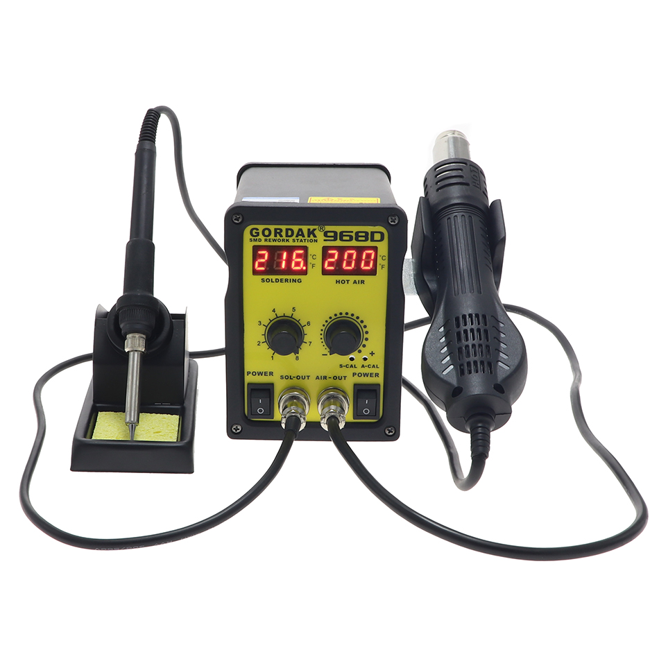 GORDAK 968D Double Digital Display 2 In1 Hot Air Gun Soldering Station Mobile Phone Chip Repair Desoldering Tools