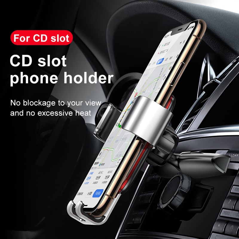 Gravity Car Phone Holder for Car CD Slot Mount Phone Holder Stand for iPhone 11 Pro Xs Max Metal Cell Mobile Phone Holder