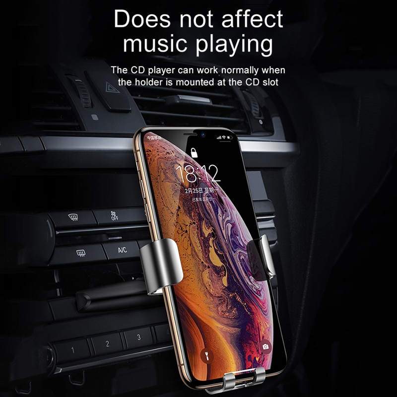 Gravity Car Phone Holder for Car CD Slot Mount Phone Holder Stand for iPhone 11 Pro Xs Max Metal Cell Mobile Phone Holder