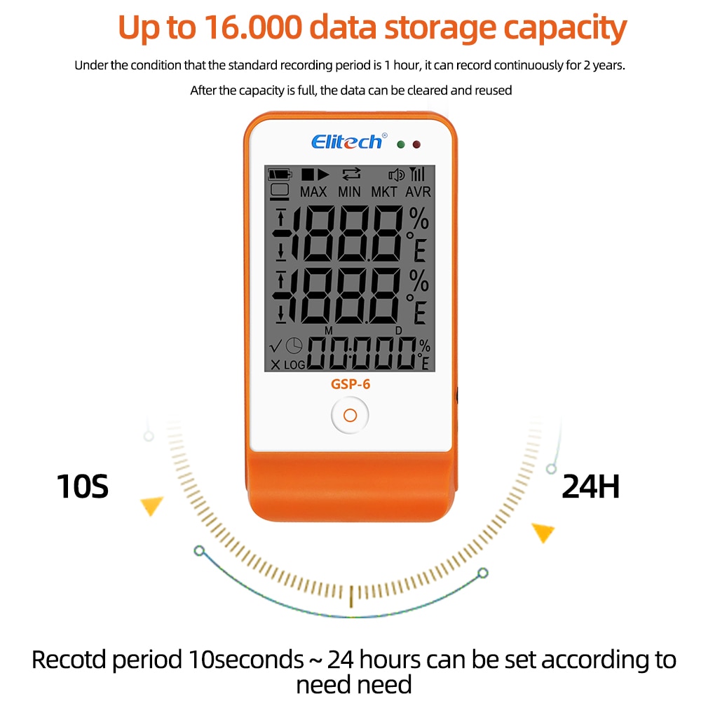 GSP-6 Temperature & Humidity Data Logger USB Temp Data Logger Recorder Vaccine Temperature Recorder 16000 Points Detector