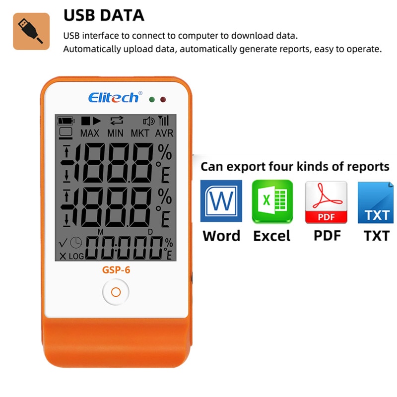 GSP-6 Temperature & Humidity Data Logger USB Temp Data Logger Recorder Vaccine Temperature Recorder 16000 Points Detector