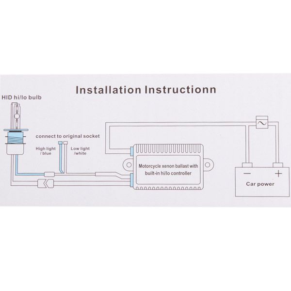 H1 H4 H6 H7 6000K 35W Motorcycle Bike HID Hi/Low Beam Bi-xenon Kit+Slim Ballast
