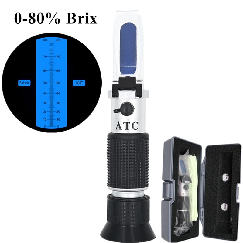 Handheld 0-80% Brix Refractometer Brix Meter ATC Concentration High Sugar Test Tool Fruit sweetness meter