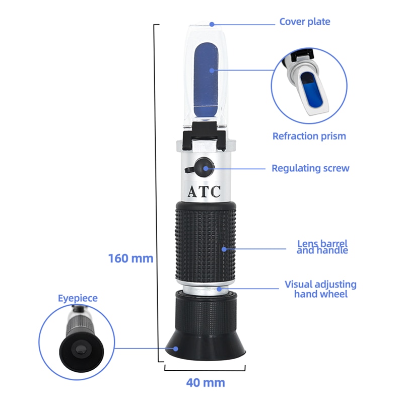 Handheld 0-80% Brix Refractometer Brix Meter ATC Concentration High Sugar Test Tool Fruit sweetness meter