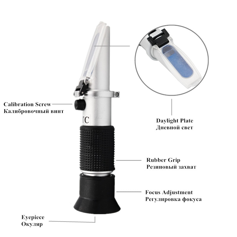 Handheld alcohol refractometer sugar Brix 0-40% alcohol 0-25% alcoholometer sugar meter refratometro with retail box 40 %off