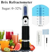 Handheld Brix Refractometer 0~32% Optical Sugar Food Beverages ATC Content Meter Tool Test 35%off
