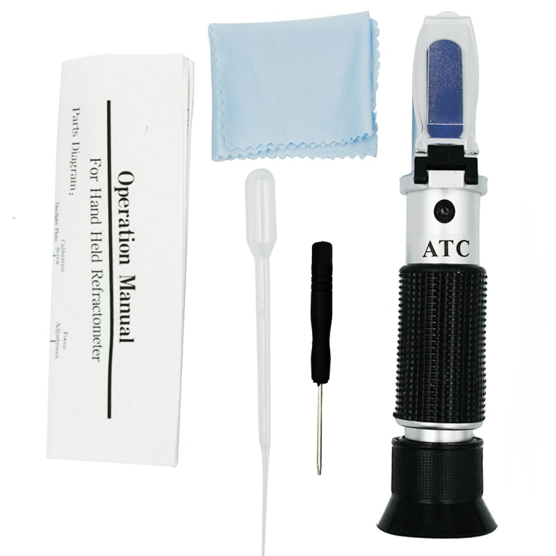 Handheld Brix Refractometer 0~32% Optical Sugar Food Beverages ATC Content Meter Tool Test