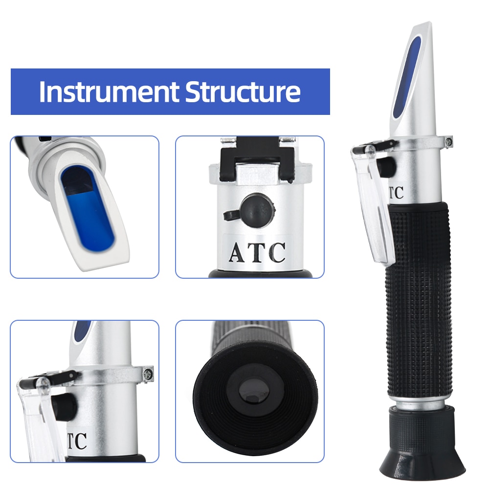 Handheld Brix Refractometer 0~32% Optical Sugar Food Beverages ATC Content Meter Tool Test