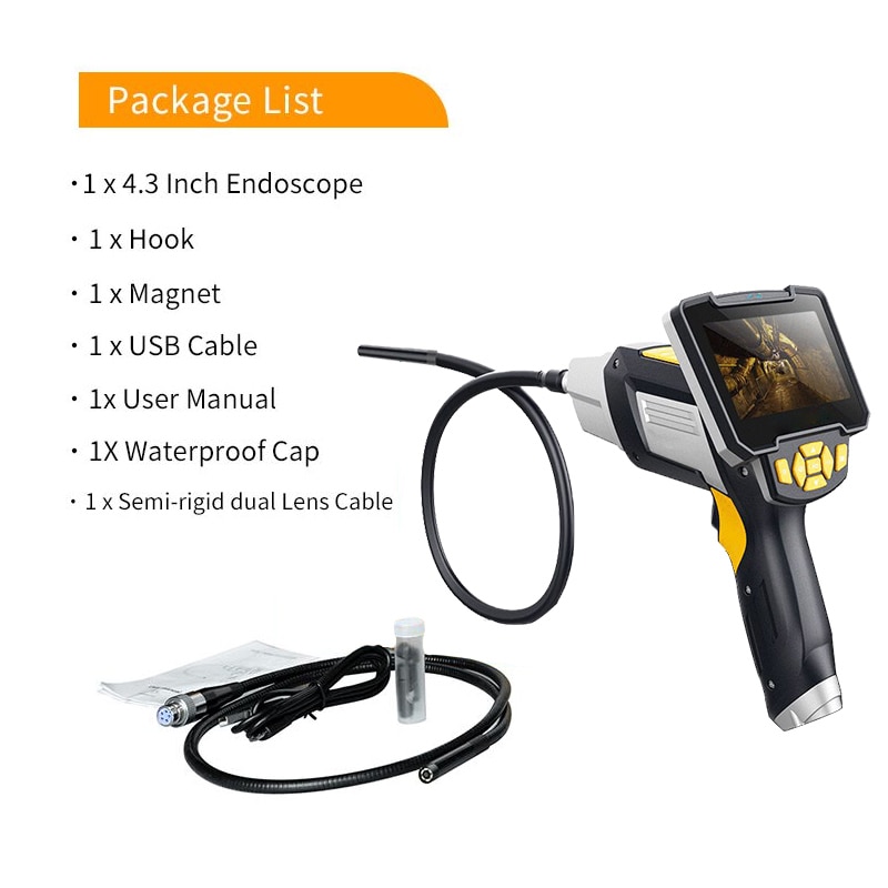 Portable Single & Dual Lens Handheld Endoscope 4.3" LCD Inspection Camera 8mm Industrial Digital Endoscopy With 32GB TF Card