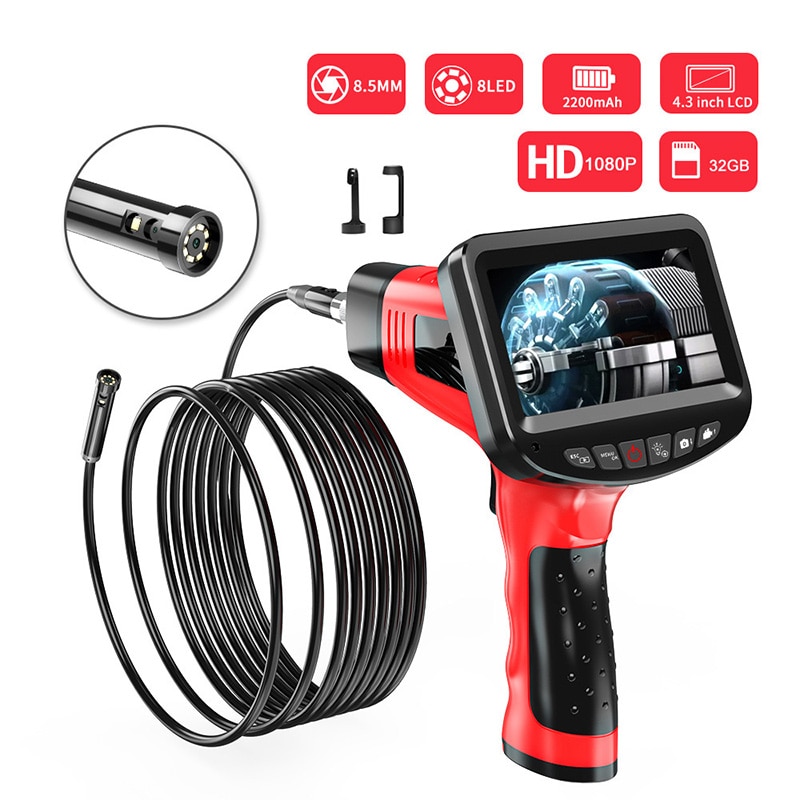 Handheld Endoscope 1080P 3.9mm 4.3 inch Industrial Inspection Camera with 6 LED IP67 Waterproof Borescope with 32GB TF Card