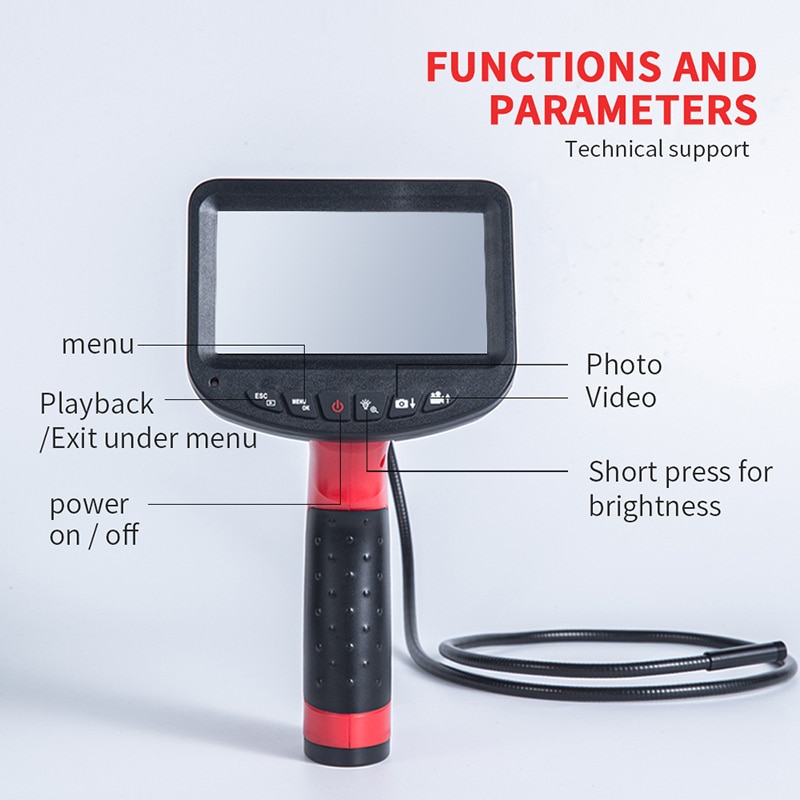 Handheld Endoscope 1080P 3.9mm 4.3 inch Industrial Inspection Camera with 6 LED IP67 Waterproof Borescope with 32GB TF Card